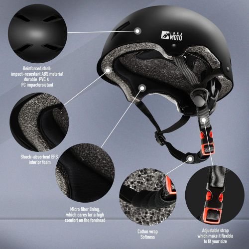  INNAMOTO Certified Bike Helmet - 2 Thickness Removable Liners Ventilation Multi-Sport Skateboard Helmet for Scooter Roller Skate Inline Skating Rollerblading for Kids, Youth & Adul
