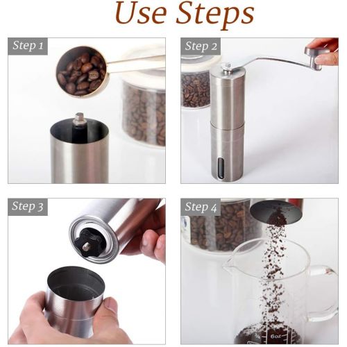  innislink Manuelle Kaffeemuehle, HandKaffeemuehle aus Edelstahl Kaffeemuehle mit Konisches Keramikmahlwerk Espressomuehle Prazise Mahlgrad-Settings Tragbare Kaffee Muehle Aeropress komp