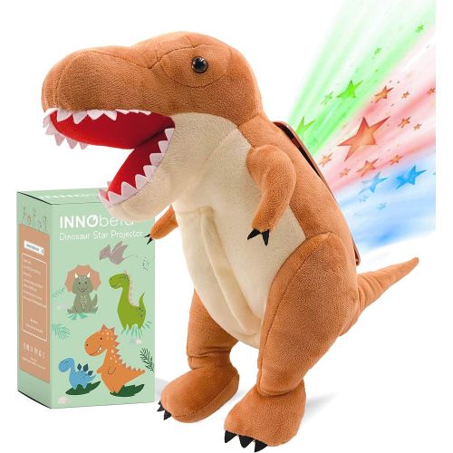  InnoBeta Dinosaur Stuffed Animal Star Night Light Projector, 14 T-Rex Fluffy Plush for Baby Girls, Boys, Kids, Children, Teen, Gifts for Birthday, Valentines, New Year, Dinosaur Nursery Roo