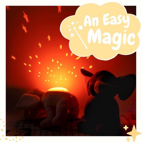  Elephant Star Projector Night Light for Kids, Plush Elephant Stuffed Animal, Elephant Gifts for Bedroom Ceiling - INNObeta Elphy Grey