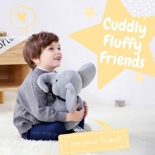  Elephant Star Projector Night Light for Kids, Plush Elephant Stuffed Animal, Elephant Gifts for Bedroom Ceiling - INNObeta Elphy Grey