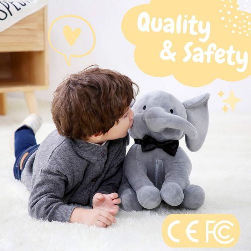  Elephant Star Projector Night Light for Kids, Plush Elephant Stuffed Animal, Elephant Gifts for Bedroom Ceiling - INNObeta Elphy Grey