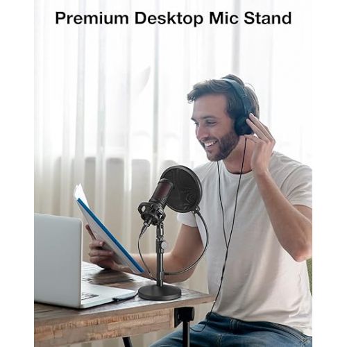  InnoGear Mic Stand Desk, Adjustable Desktop Microphone Stand Table with Shock Mount Mic Clip Pop Filter 3/8