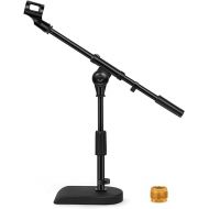 InnoGear Adjustable Desk Microphone Stand, Weighted Base with Soft Grip Twist Clutch, Boom Arm, 3/8/'' and 5/8/'' Threaded Mounts for Blue Yeti and Blue Snowball, Kick Drums, Guitar Amps, Black