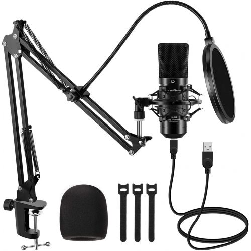  InnoGear USB Microphone, 192KHZ/24BIT Plug & Play PC Computer Professional Cardioid Mic for Mac Windows Vista, 7, 8.1, or 10 System with Mic Stand Shock Mount Pop Filter USB Cable