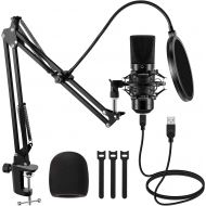 [아마존베스트]InnoGear USB Condenser Microphone Kit, 192KHZ/24BIT Professional Cardioid Mic with 2.8 Meter USB Cable Boom Arm Stand Shock Mount Pop Filter Windscreen for Mac Windows Vista, 7, 8.