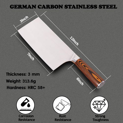  InnoStrive -7 Inch Meat Cleaver knife ,German High Carbon Stainless Steel Butcher Knife Ultra Sharp Kitchen Knife For Home Kitchen & Restaurant