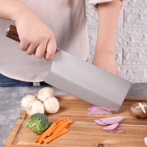  [아마존베스트]InnoStrive Meat Cleaver knife German High Carbon Stainless Steel Butcher Knife Ultra Sharp 7 Inch Kitchen Knife For Home Kitchen & Restaurant
