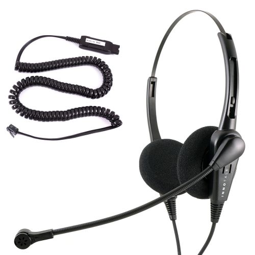  InnoTalk Headset for Avaya 4621 4622 4624 4625 4630 5410 5420 5610 with HIC Quick Disconnect Cord compatible with Plantronics QD, Noise Cancel Desk Phone Binaural headset