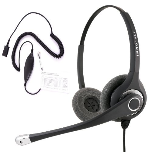  InnoTalk RJ9 Headset - Sound Forced Professional Binaural Headset + Avaya Cisco Nec Phone Universal Compatible RJ9 cord