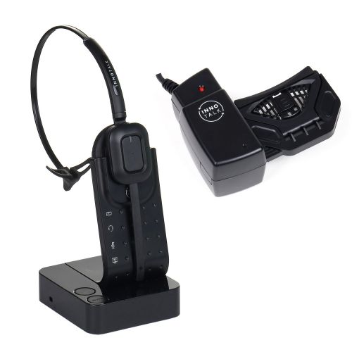  InnoTalk Best Desk Phone Wireless Headset with Remote Hook ON and Off Handset Lifter 300 Feet Mobility 8 Hours Talking