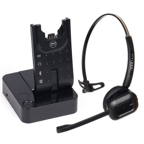  InnoTalk Best Desk Phone Wireless Headset with Remote Hook ON and Off Handset Lifter 300 Feet Mobility 8 Hours Talking