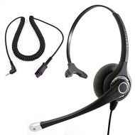 InnoTalk Best Sound Noise Cancel Monaural Headset + 2.5 mm Headset Quick Disconnet Adapater, Compatible with Plantronics QD for Desk Phone