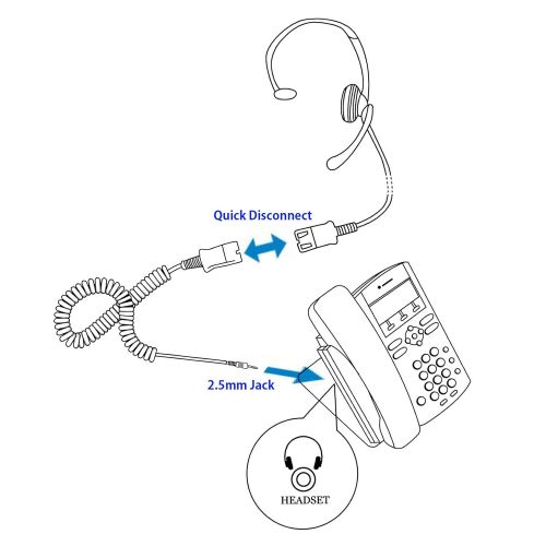  InnoTalk Best Sound Noise Cancel Monaural Headset + 2.5 mm Headset Quick Disconnet Adapater, Compatible with Plantronics QD for Desk Phone