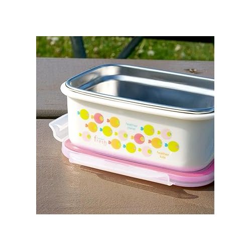  Innobaby Keepin' Fresh Stainless Bento Snack or Lunch Box with Lid for Kids and Toddlers 15 oz, BPA Free Food Storage, Pink Fish