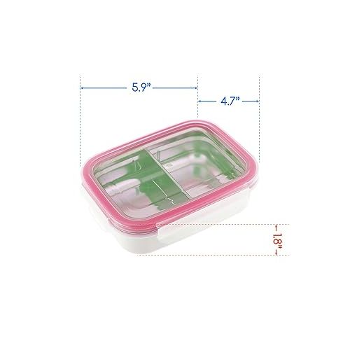  Innobaby Keepin' Fresh Stainless Steel Divided Bento Snack Box with Lid for Kids and Toddlers BPA Free, 5.9