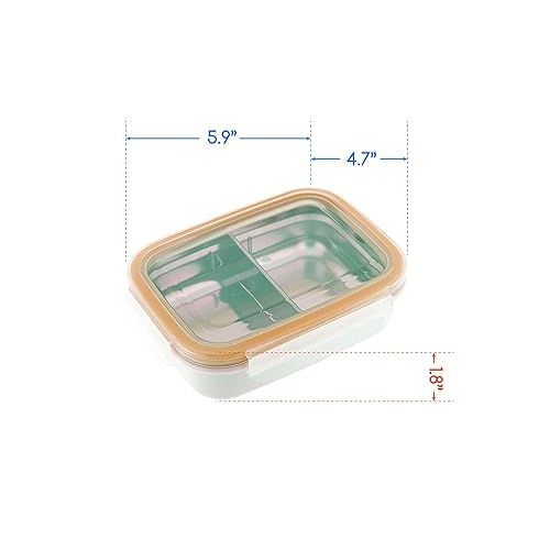  Innobaby Keepin' Fresh Stainless Steel Divided Bento Snack Box with Lid for Kids and Toddlers BPA Free, 11 oz., Orange