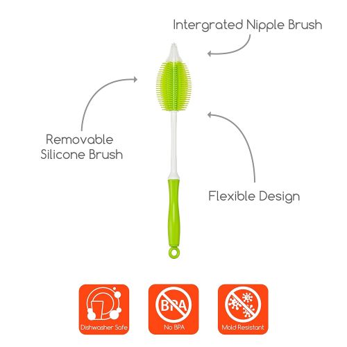  [아마존베스트]Innobaby 2-in-1 Silicone Bottle Brush, Green