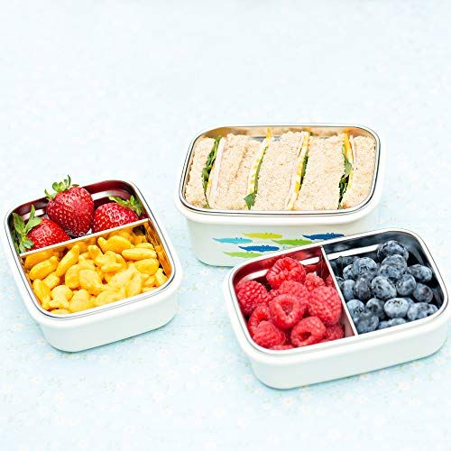  [아마존베스트]Innobaby Keepin Fresh Stainless Steel Divided Bento Snack Box with Lid for Kids and Toddlers BPA Free, 11 oz, Pink
