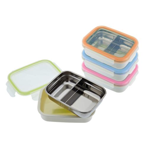  [아마존베스트]Innobaby Keepin Fresh Stainless Steel Divided Bento Snack Box with Lid for Kids and Toddlers BPA Free, 11 oz, Pink