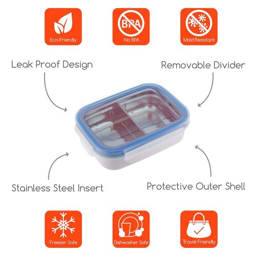  [아마존베스트]Innobaby Keepin Fresh Stainless Steel Divided Bento Snack Box with Lid for Kids and Toddlers BPA Free,...