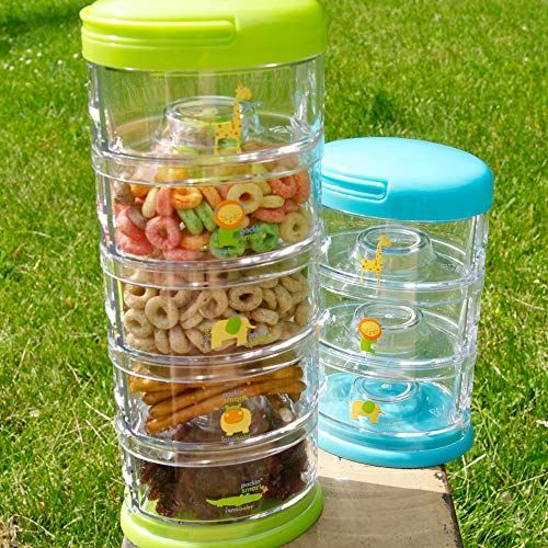  Innobaby Packin Smart Stackable and Portable Storage System for Formula, Baby Snacks and More. 5 Stackable Cups in Blueberry Sorbet. BPA Free.