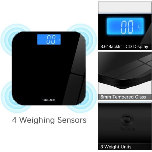  [아마존핫딜][아마존 핫딜] Innotech Digital Bathroom Scale with Easy-to-Read Backlit LCD (Black)