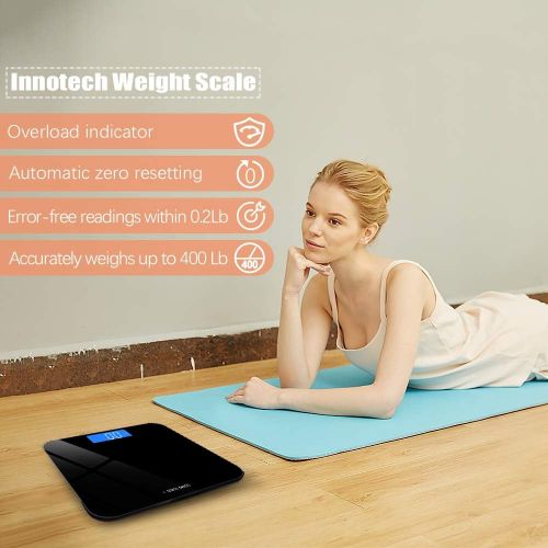  [아마존핫딜][아마존 핫딜] Innotech Digital Bathroom Scale with Easy-to-Read Backlit LCD (Black)