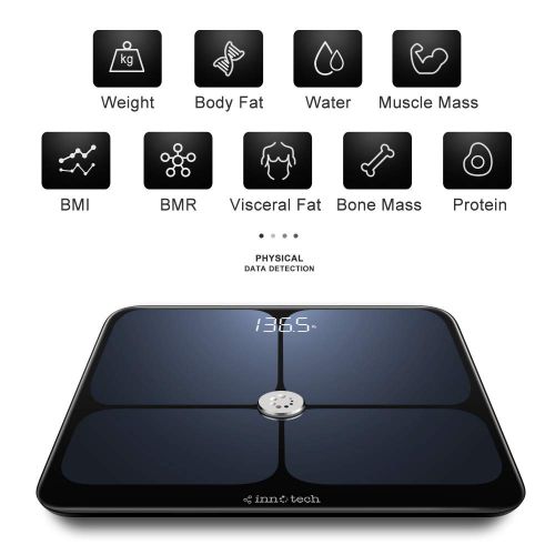  Innotech Smart Bluetooth Body Fat Scale Digital Bathroom Weight Weighing Scales Body Composition BMI Analyzer & Health Monitor with Free APP, Compatible with Fitbit, Apple Health &