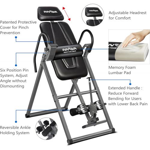  Innova Health and Fitness Innova ITX9700 Inversion Table with Memory Foam Lumbar Pad