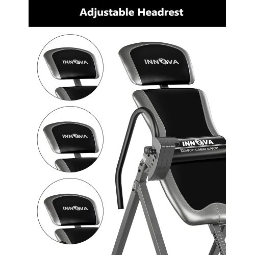  Innova Health and Fitness Innova Inversion Table with Adjustable Headrest, Reversible Ankle Holders, and 300 lb Weight Capacity