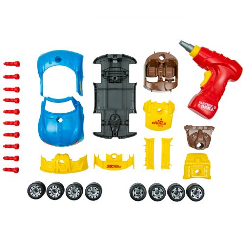  Innovative Brain Toys Racing Car Take-A-Part Toy for Kids with 30 Take Apart Pieces, Tool Drill, Lights and Sounds (Blue)