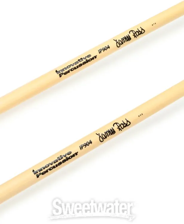  Innovative Percussion IP904 James Ross Hard Xylophone/Glockenspiel Mallets - 1-1/4-inch Green - Rattan