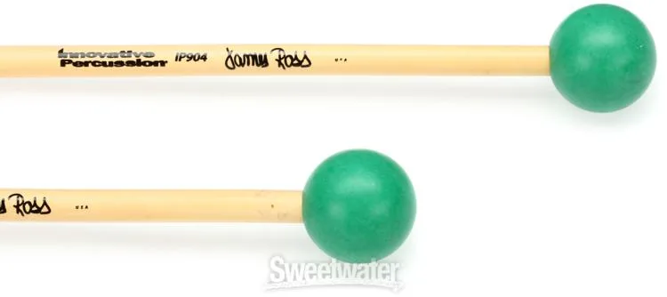  Innovative Percussion IP904 James Ross Hard Xylophone/Glockenspiel Mallets - 1-1/4-inch Green - Rattan