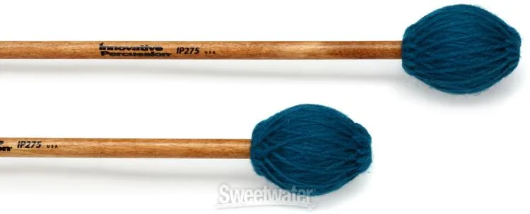  Innovative Percussion IP275 Medium-hard Legato Marimba Mallets - Teal Yarn - Birch