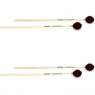Innovative Percussion IP4002 Sandi Rennick Medium Marimba Mallets - Cranberry Yarn - Birch (2 Pack)