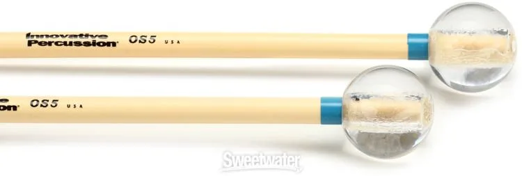  Innovative Percussion OS5 Orchestral Full Glockenspiel Mallets - 1 1/8-inch Clear/Light Blue Tape - Rattan