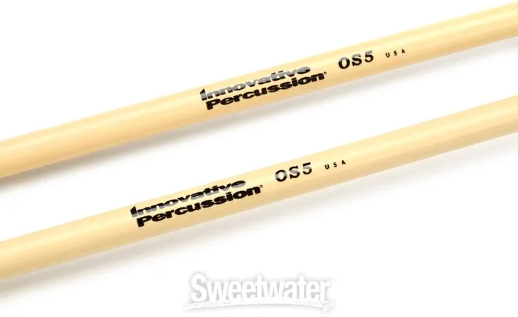  Innovative Percussion OS5 Orchestral Full Glockenspiel Mallets - 1 1/8-inch Clear/Light Blue Tape - Rattan