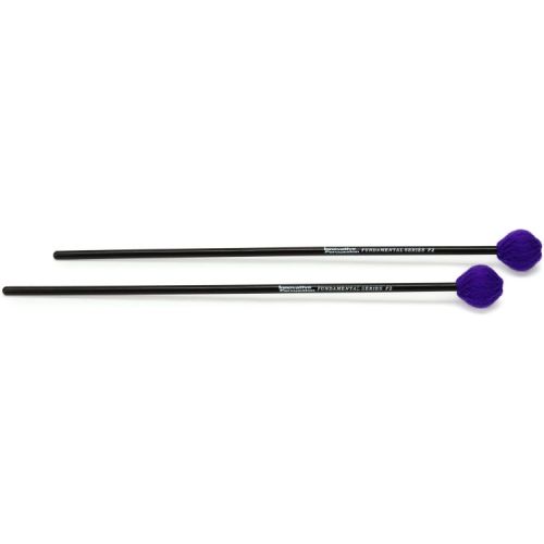  Innovative Percussion F2 Fundamental Hard Marimba Mallets - Purple Yarn - Birch (2 Pack)