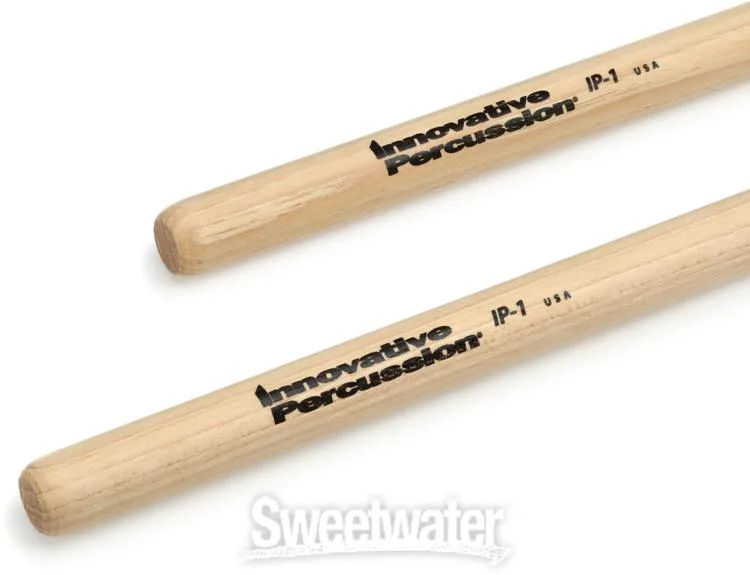  Innovative Percussion IP-1 General Concert Snare Drumsticks - Hickory - Elongated Oval Bead