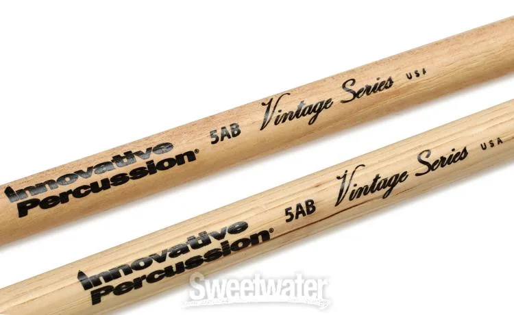  Innovative Percussion IP-5AB Vintage Series Hickory Drumsticks - 5AB - Acorn Bead