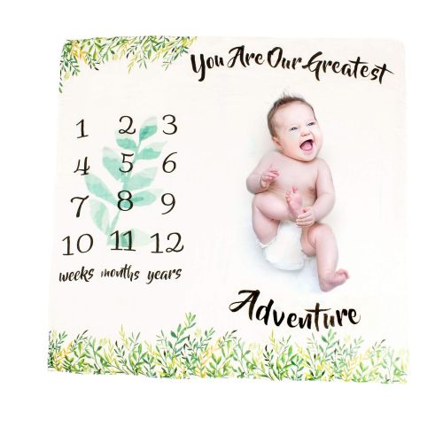  Innovatony Trends Baby Monthly Milestone Blanket Unisex | Soft 100% Bamboo Muslin | Large 47 x 47 | Monthly Birthday Photo Prop | Unique Shower Gift for New Mom | Best Baby Shower Gift