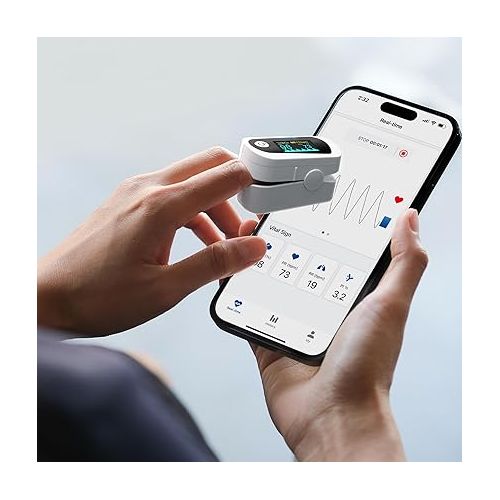  2024 Innovo iP900BP-B Bluetooth Fingertip Pulse Oximeter, Blood Oxygen Monitor with Free App, Plethysmograph, and Perfusion Index (Snowy White)