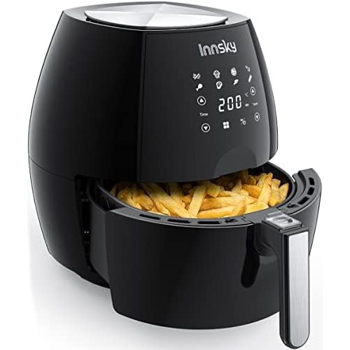  Innsky 5,5L XXL Heissluftfritteuse 1700W, Heissluft Fritteuse mit 8 Programmen, Touch Display, Ohne OEL Air Fryer Multifunktionale Heissluftfritteuse mit Rezeptheft