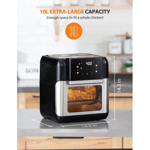  [아마존 핫딜] Innsky Air Fryer Oven, 10.6QT 1500W Electric Air Fryer with LED Digital Touchscreen 10-in-1 Countertop Oven with Dehydrator & Rotisserie, 6 Accessories & 32 Recipes