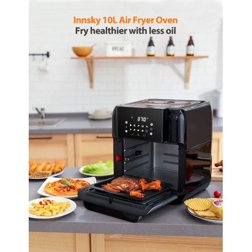  [아마존 핫딜] Innsky Air Fryer Oven, 10.6QT 1500W Electric Air Fryer with LED Digital Touchscreen 10-in-1 Countertop Oven with Dehydrator & Rotisserie, 6 Accessories & 32 Recipes