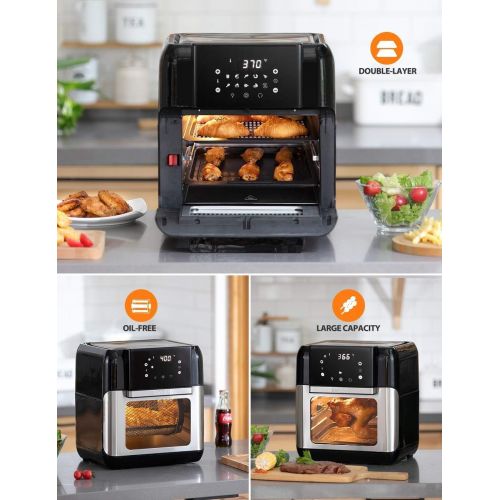  [아마존 핫딜] Innsky Air Fryer Oven, 10.6QT 1500W Electric Air Fryer with LED Digital Touchscreen 10-in-1 Countertop Oven with Dehydrator & Rotisserie, 6 Accessories & 32 Recipes