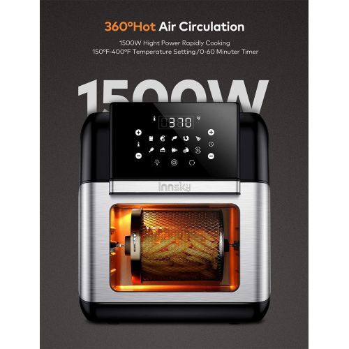  [아마존 핫딜] Innsky Air Fryer Oven, 10.6QT 1500W Electric Air Fryer with LED Digital Touchscreen 10-in-1 Countertop Oven with Dehydrator & Rotisserie, 6 Accessories & 32 Recipes