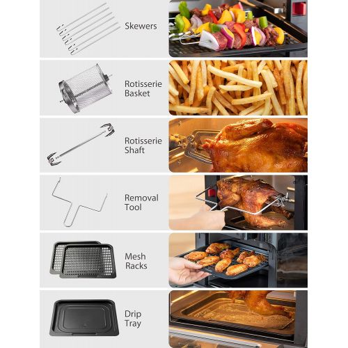  [아마존 핫딜] Innsky Air Fryer Oven, 10.6QT 1500W Electric Air Fryer with LED Digital Touchscreen 10-in-1 Countertop Oven with Dehydrator & Rotisserie, 6 Accessories & 32 Recipes