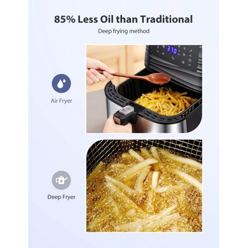  [아마존 핫딜] Innsky Air Fryer XL, 5.8QT 1700W Electric Stainless Steel Air Fryers Oven Oilless Cooker, 7 Cooking Presets, Preheat & LED Digital Touchscreen, Nonstick Square Basket, ETL Listed (